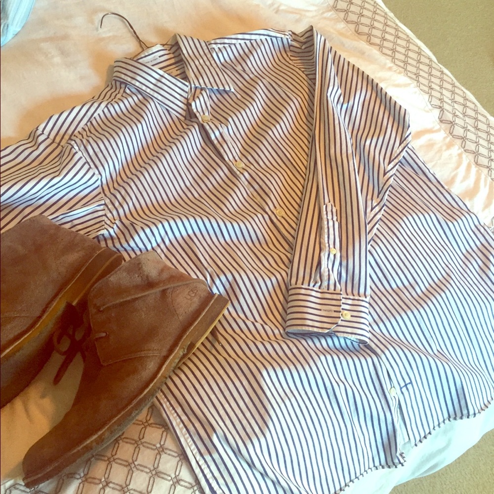 Banana Republic Blue Striped Fitted Button Down